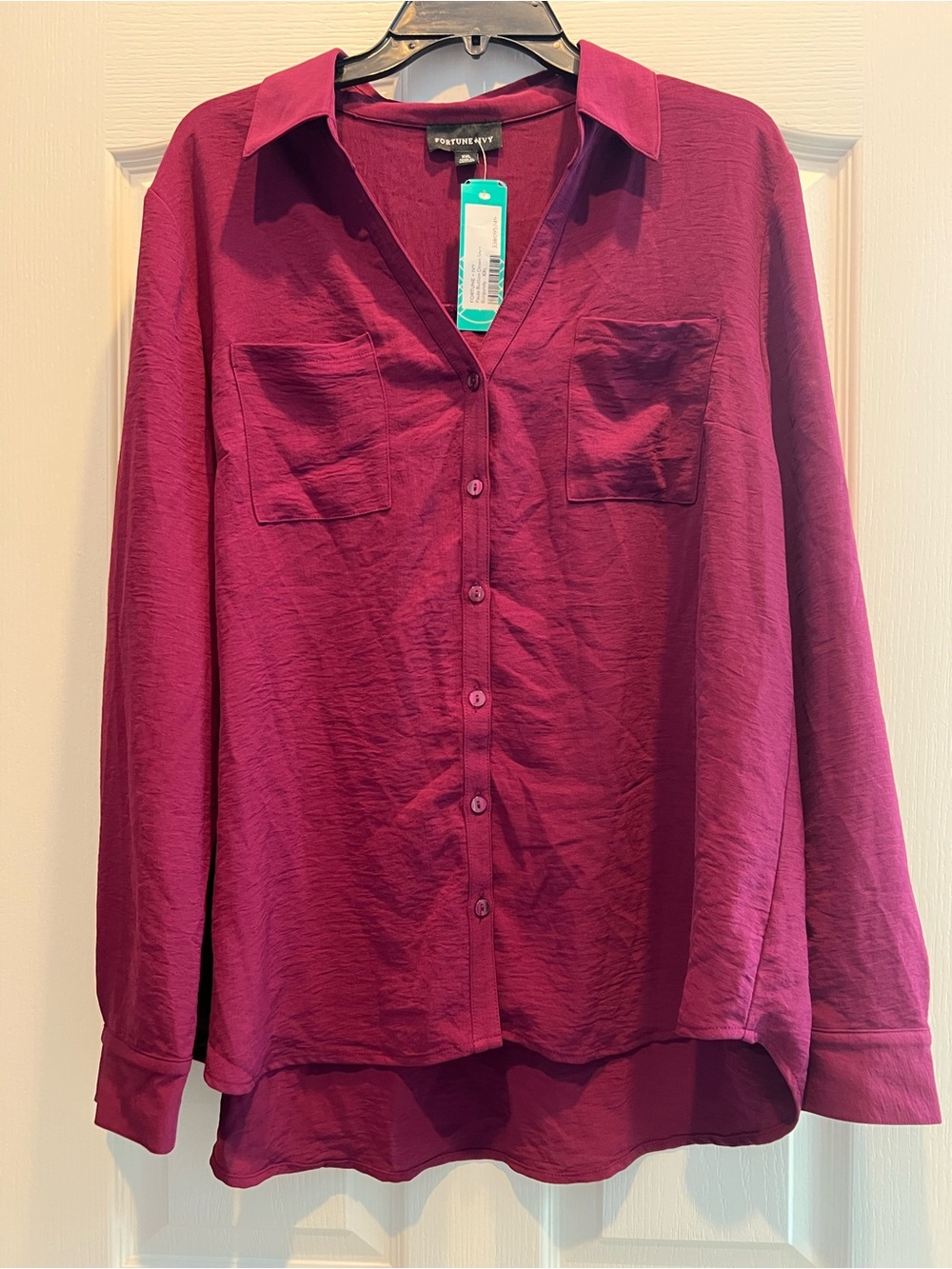Fortune & Ivy Women's Button-Down Shirt in Plum